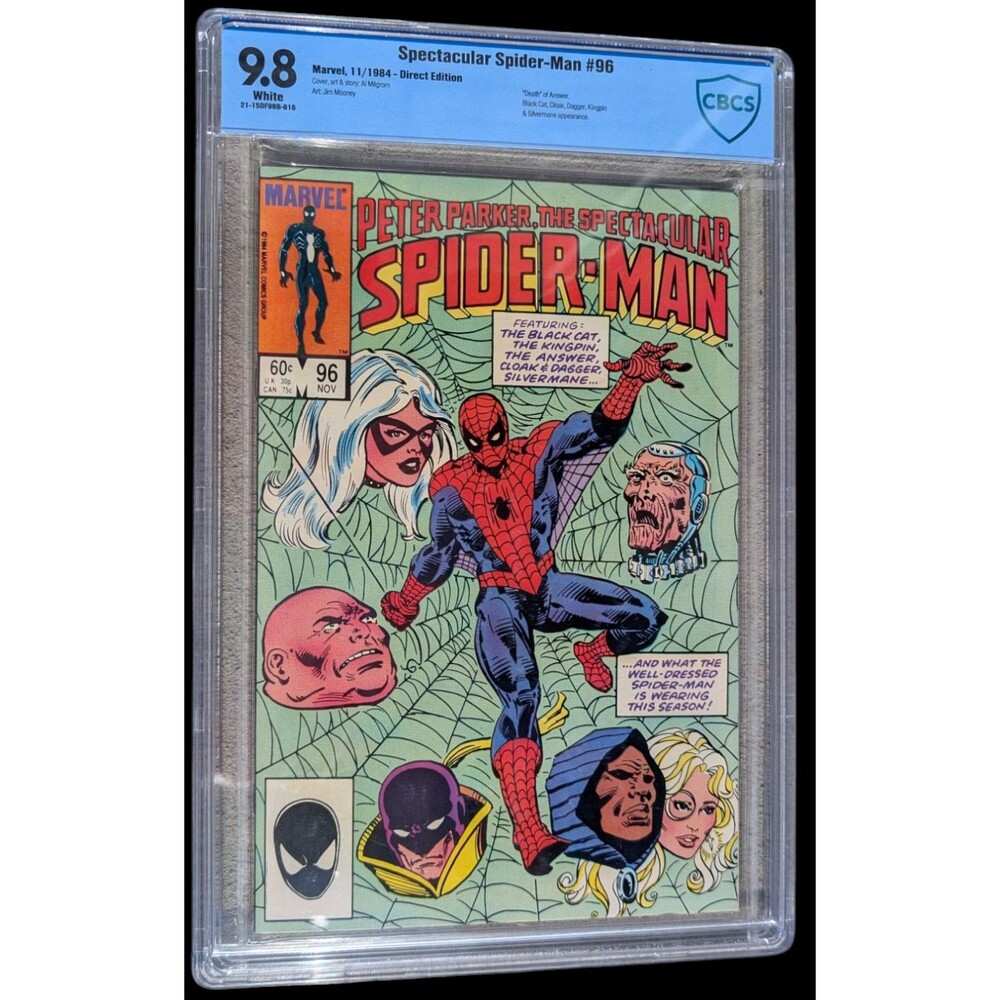 The Spectacular Spider-Man #96 CBCS 9.8 White Pages Black Cat Kingpin Cloak 1984